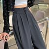 Spring and Autumn Solid Casual Wide Leg Pants Women Fashion Elegant Loose High Waist Trousers Women Straight Slim Fit Fashion Ladies Long Pants 25893