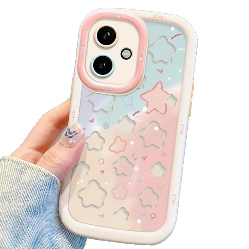 Colorful Star Cream Shell for Apple 16/15 Phone Case 14 Anti Drop 13 Creative 12 Advanced 11 New