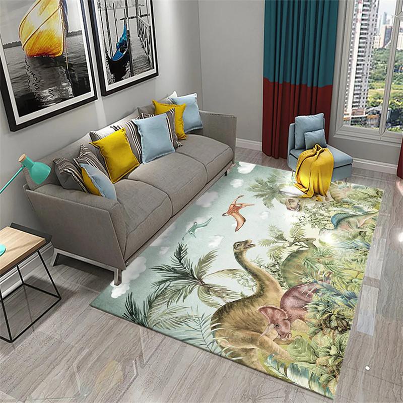 3D Dinosaur Carpet Cute Animal Rug Jurassic Park Floor Mat For Kitchen Bathroom Entrance Hallway Decor Living Room Tea Table Mat