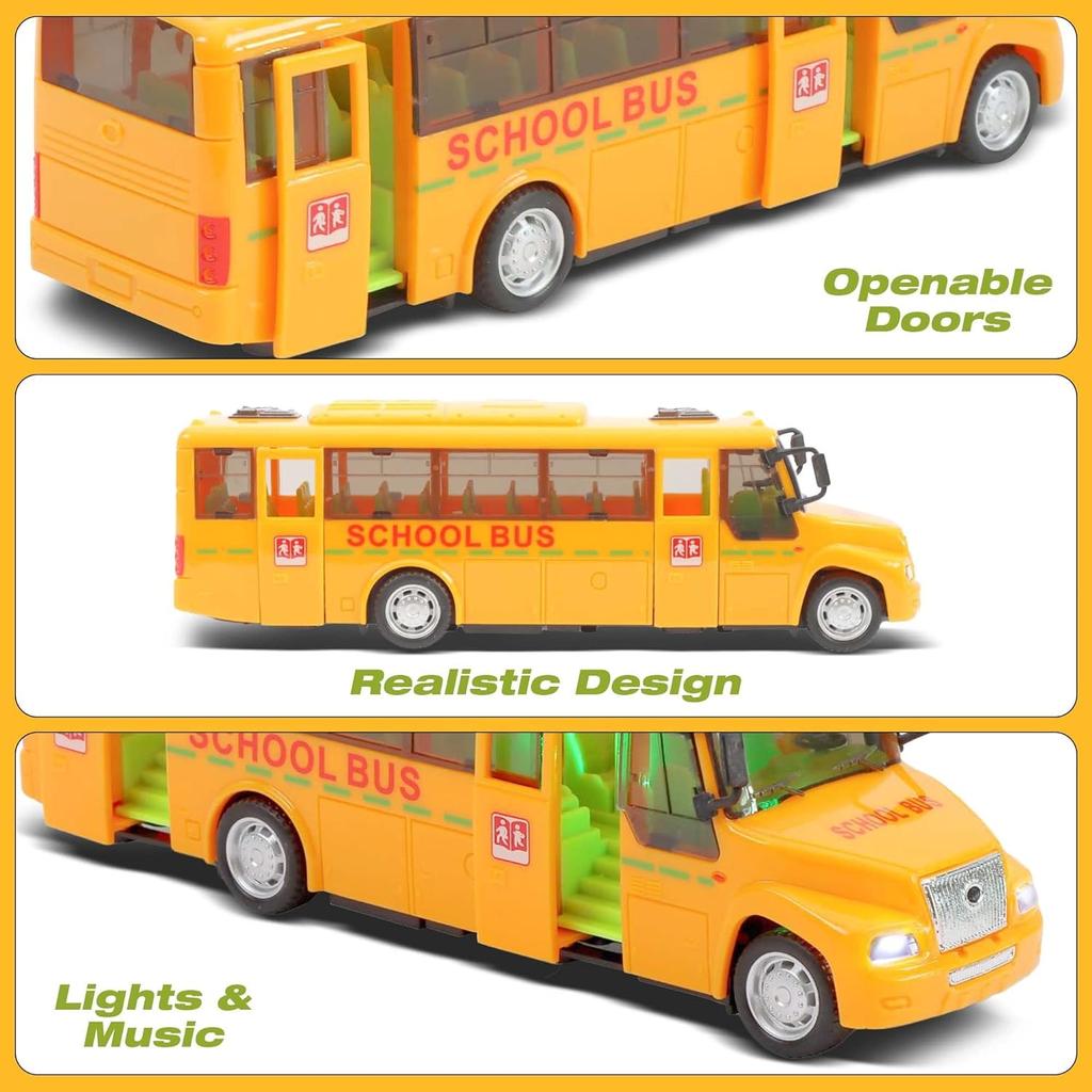 1/32 Model School Bus, Casting Alloy Openable Door Toy Car with Lights Sounds Fuel System Parts for Boy Girl Combustion Engines Parts