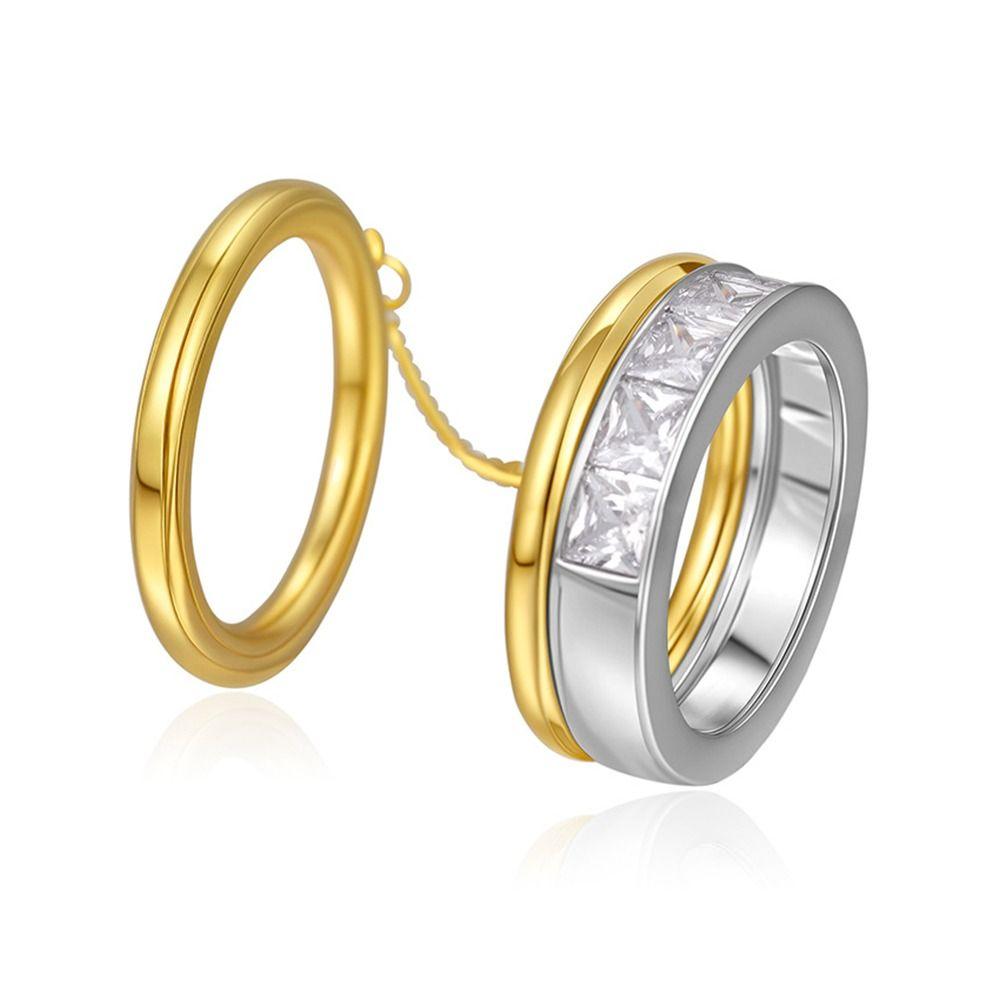 18K Gold Silver Stackable Finger Ring Zircon Hip Hop Jewelry Hand Accessories  for Party Daily Wear