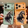 Running Horse Print Magnetic Phone Case For iPhone 17 Pro Max 16 15 14 13 Pro Max For Magsafe Wireless Charge Hard PC Back Cover