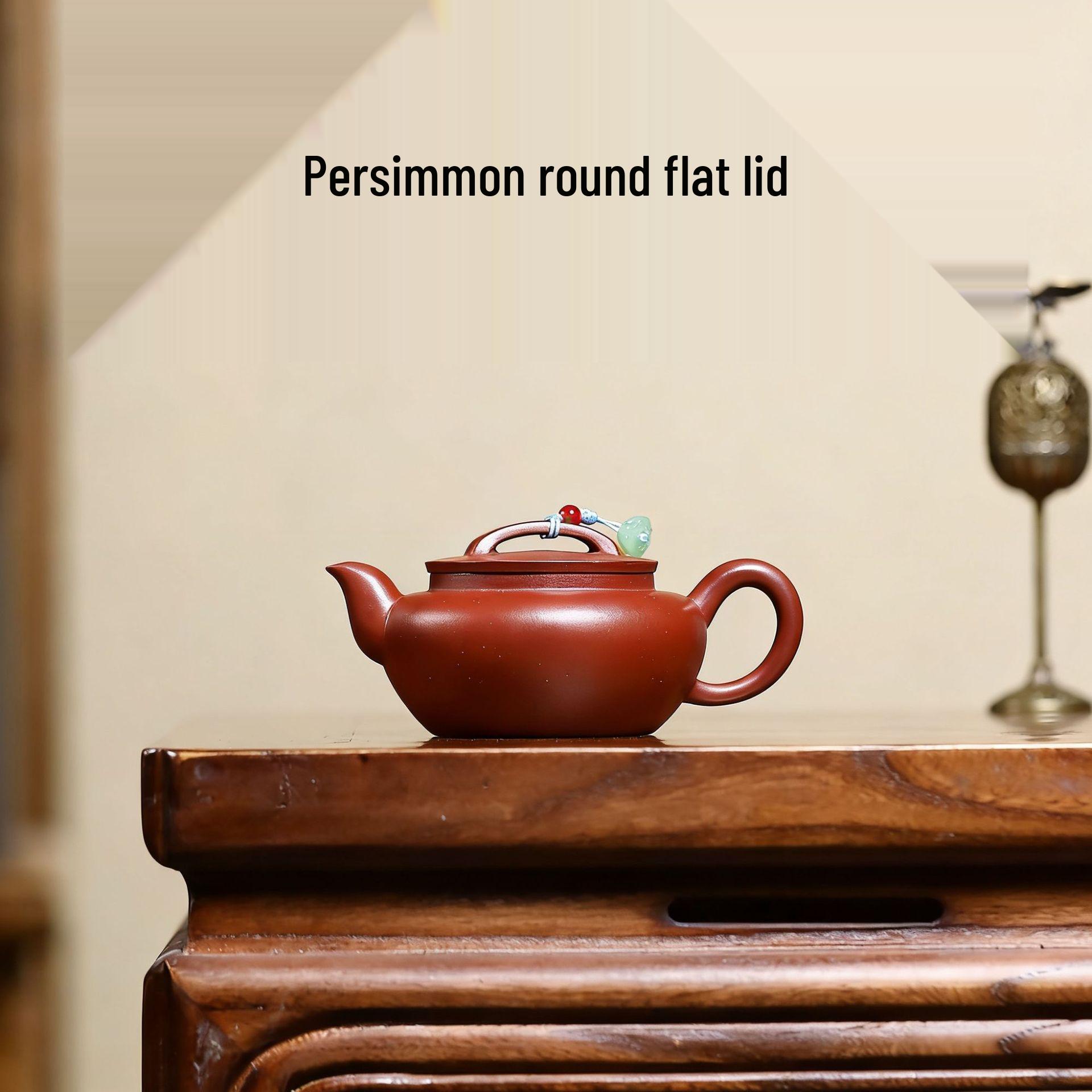 Popular Kung Fu Tea Set: Handmade Yixing Zisha Pot with Da Hong Pao Persimmon Design 150cc
