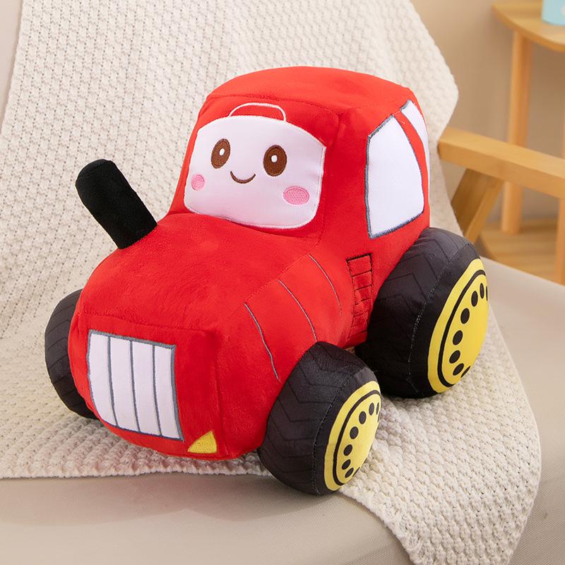 Cartoon Tractor Plush Toy Bedtime Comfort Pillow for Kids