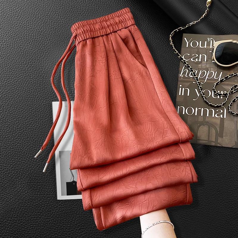 Beige Women's Wide-Leg Pants: Spring/Summer 2025 Lazy Style, Loose, Slimming & Comfortable.