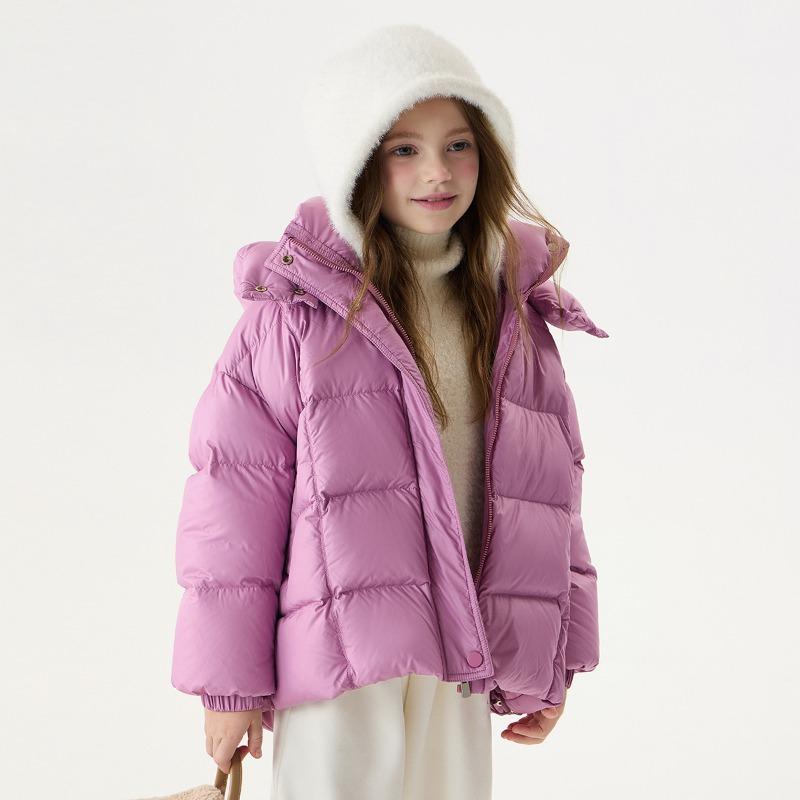 Winter Girls Middle and Older Children White Duck Down Warm Thickened Down Jacket