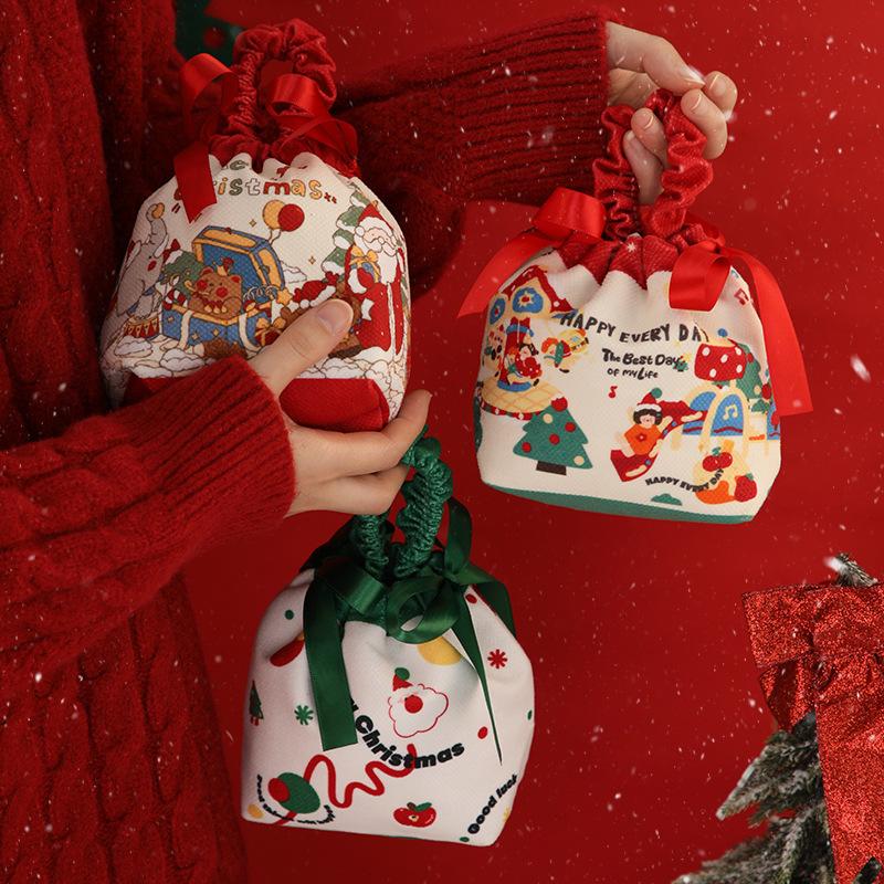 Christmas Gift Bag Cute Snowman Elk Santa Claus Fabric Apple Storage Bag New Year Children'S Candy Handbag 2026 Christmas Decor