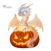 Handmade Three Dimensional Figures Halloween Pumpkin Night Light, Resin LED Dragon Tabletop Lamp, Witch Collectibles for Lovers Hat Black Cat