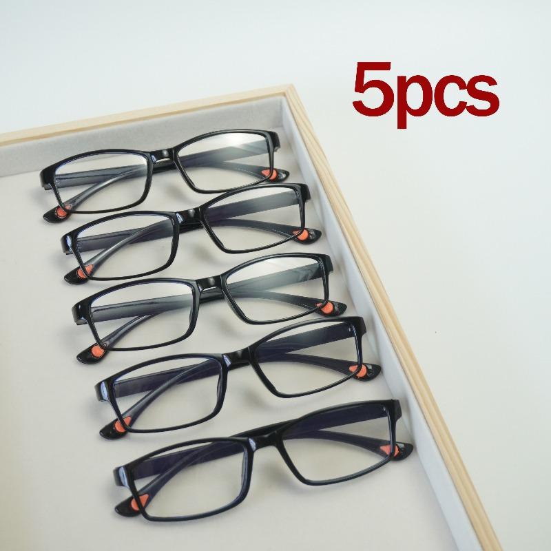 5 Pairs of Simple Men'S Square Reading Glasses Anti Blue Light Reading Eyes Fashion Full Frame Hyperopia Glasses Reading Glasses