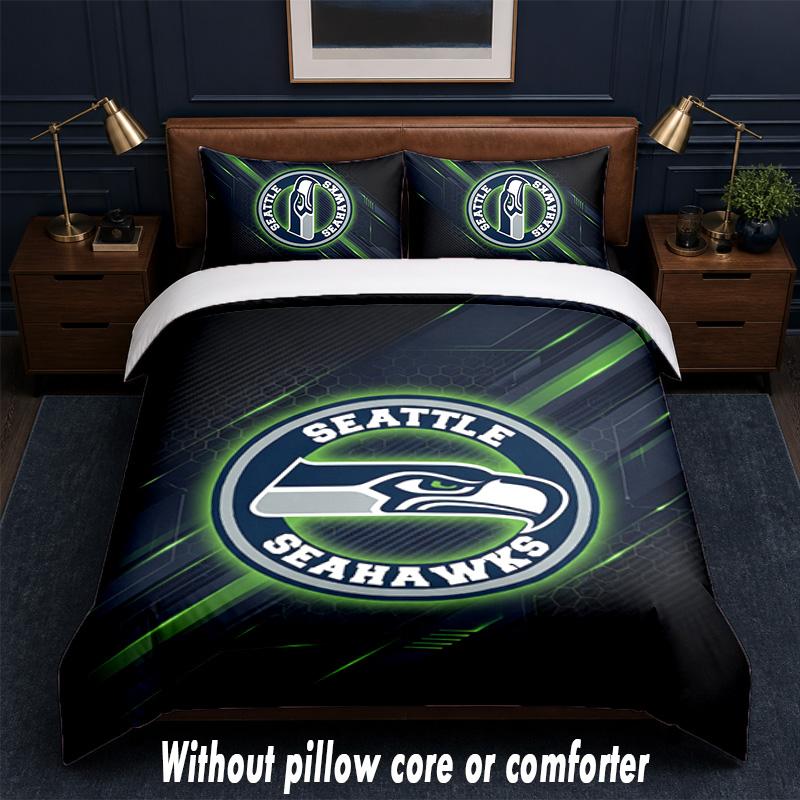 Seattle Seahawks Design Bed Bedding Set 1 Duvet Cover + 2 Pillowcases Soft Breathable Household Bed Linens