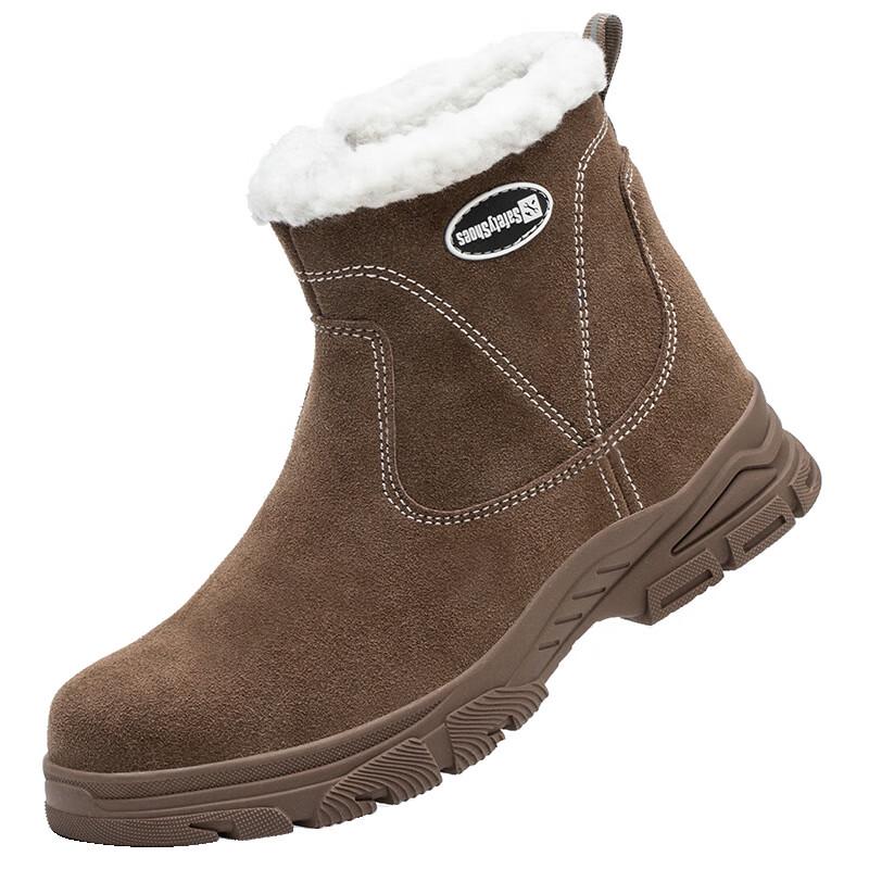 Xueyiwang Men s Winter Fleece-Lined Steel Toe Safety Work Boots 37