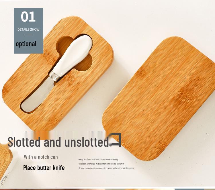 European-Style Ceramic Butter Dish with Lid - Cheese Storage Box for Fresh-Keeping In Kitchen