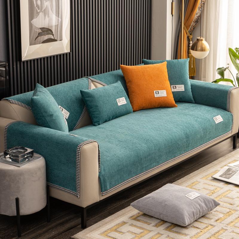Nordic Simple Sofa Cushion Universal Light Luxury Ins Non-Slip Seat Cushions Chenille Solid Wood Leather Sofa Cover Cover Towel