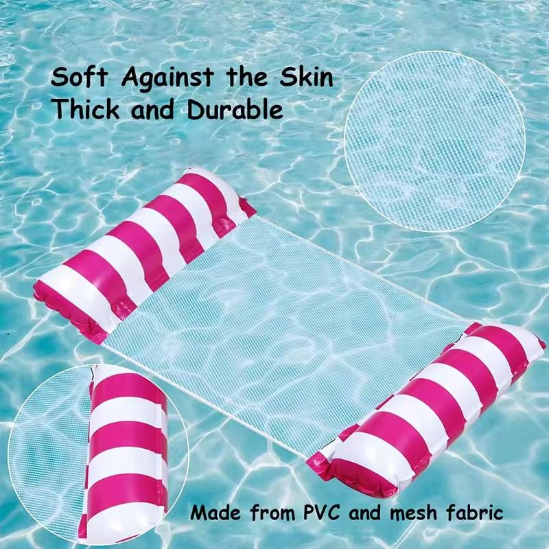 Inflatable Foldable Floating Row Swimming Pool Party Water Hammock Air Mattresses Pvc Stripe Water Floating Inflatable Mat