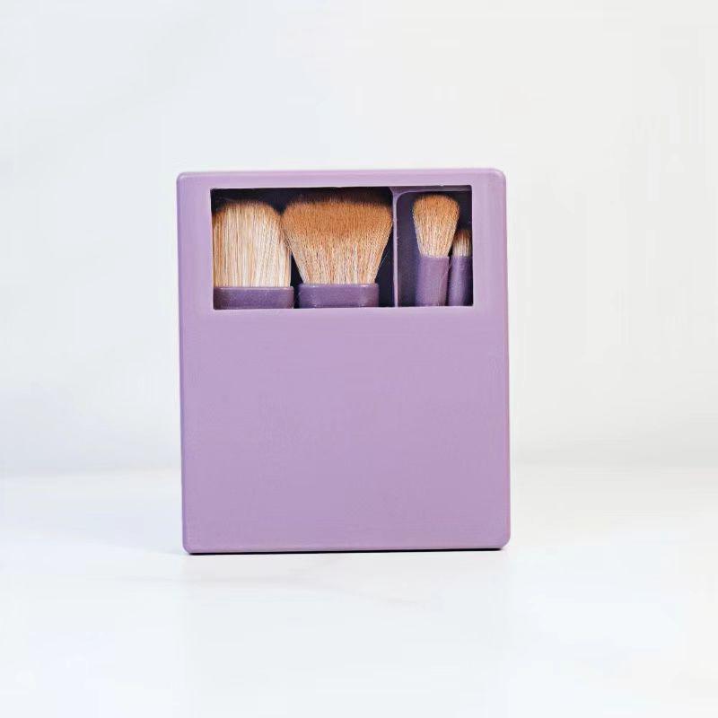 5-Piece Travel Makeup Brush Set with Mirror Box - Includes Foundation and Eye Detail Brushes