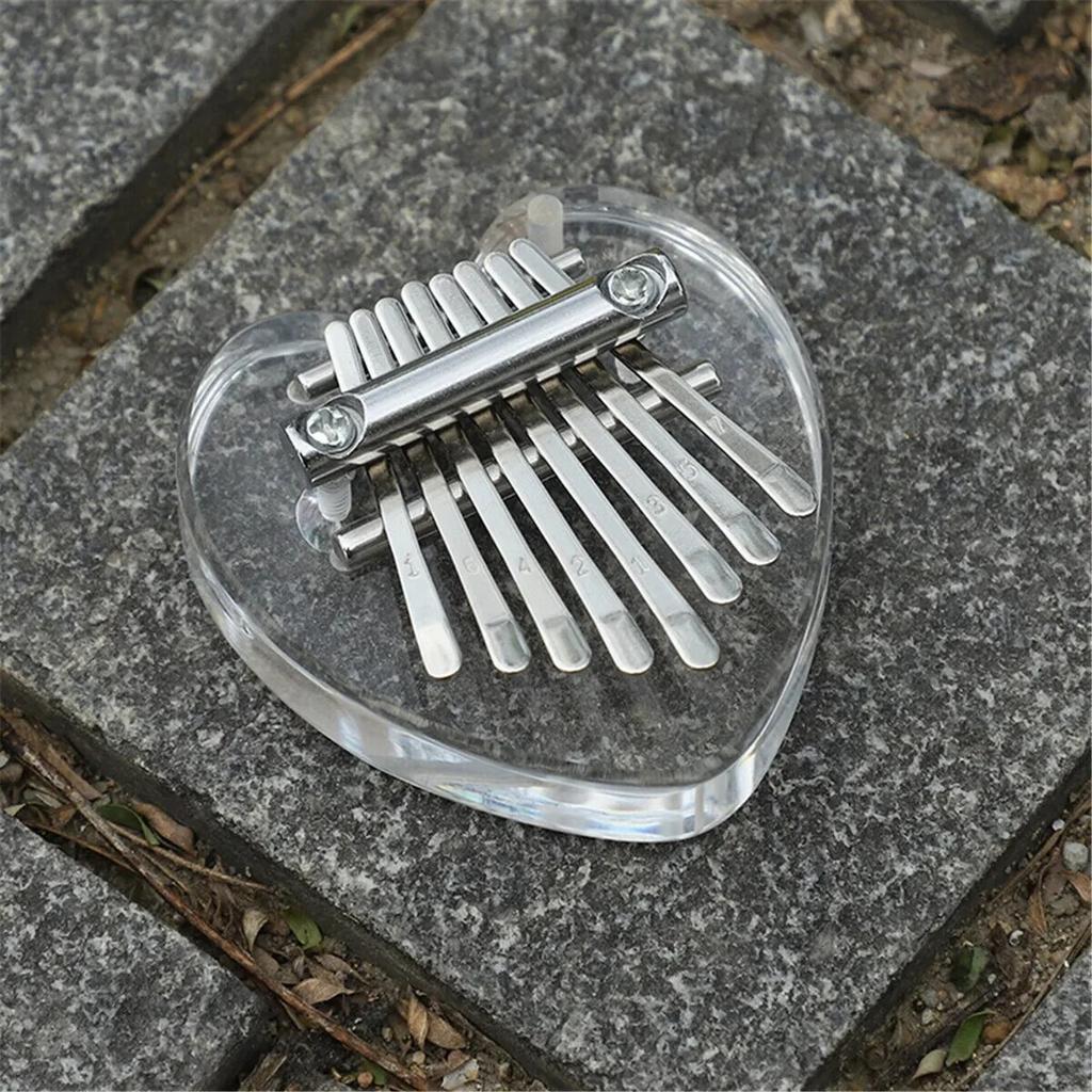 Miwayer 8 Keys Mini Kalimba Rainbow Transparent Heart Crystal Kalimba Acrylic Thumb Piano Acoustic Finger Piano Music Instrument