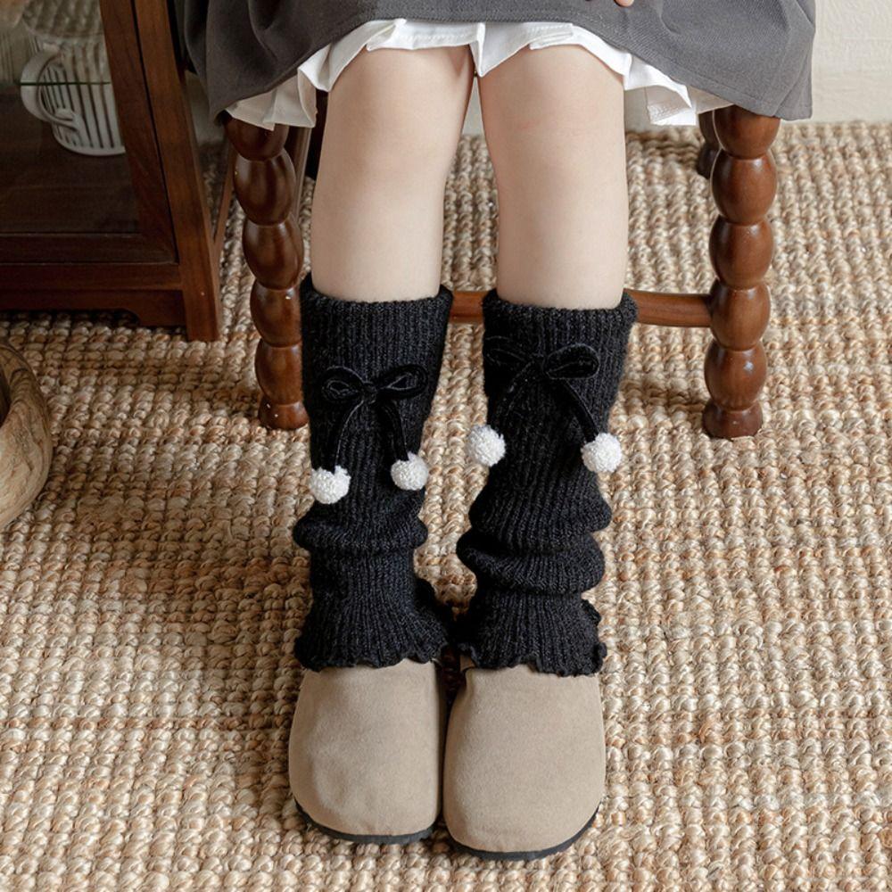 Bow Children's Leg Warmers Harajuku Kids Long Socks Casual Lolita Knitted Socks Lady
