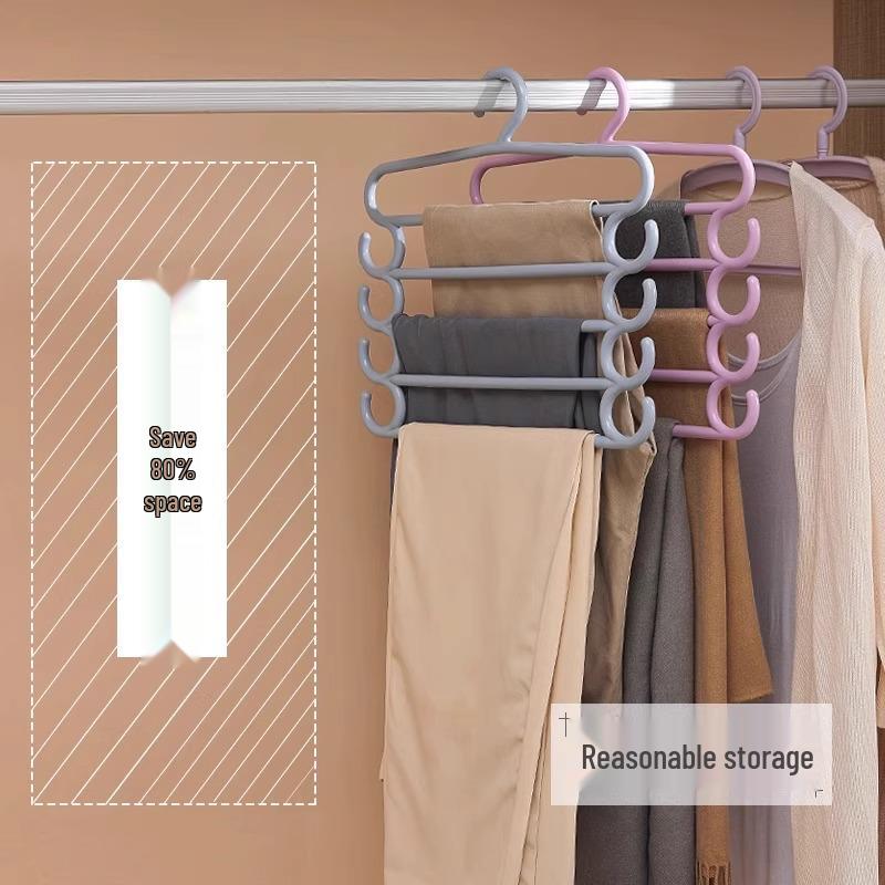 Multilayer Pants & Clothes Hanger Rack with Clips | Space-Saving Wardrobe Organizer