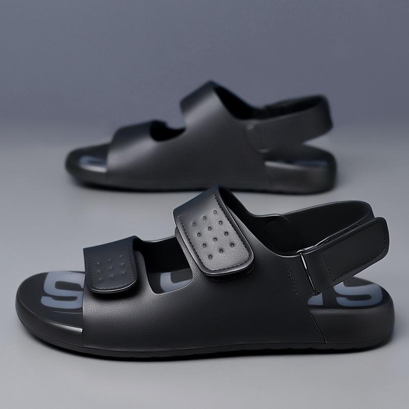 Leather sandals high-end men's 2025 summer new trendy shoes soft-soled business casual shoes men wear microfiber slippers soft leather