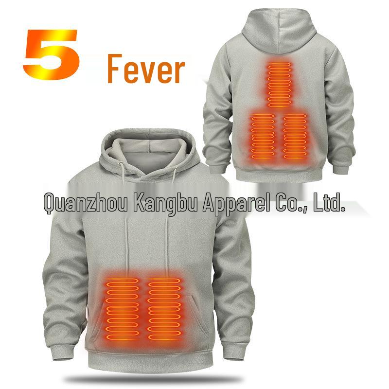 

Чоловічий 5-зонний USB-зігріваючий світшот з капюшоном - Теплий електричний одяг для обігріву XXL сірий колір