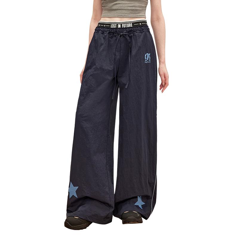 

UNIFREE Autumn Jacquard Double Waist Straight Casual Pants S