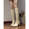 Fashion temperament Round head thick heel knight boots Tall but knee women's fashion boots