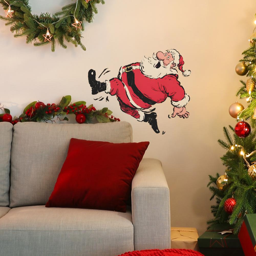 Personalisierte Laufender Weihnachtsmann Weihnachtsatmosphäre Heimdekoration Wandaufkleber