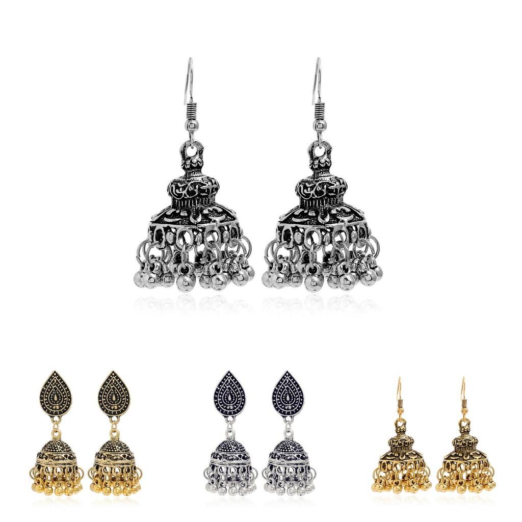 Silver Gold And Tone Alloy Jhumka Earrings With Vintage Style Women For