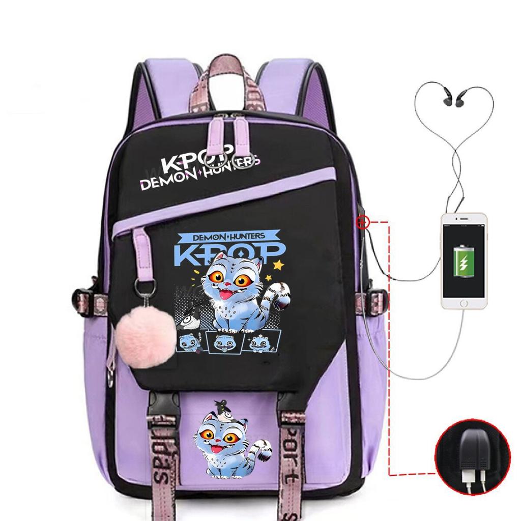 College style ins trend witch hunter Korean version USB multi-function backpack large capacity student bag