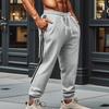 Herren Freizeithose 2 Streifen Sweatpants Lässig Vielseitig Locker Kordelzughose