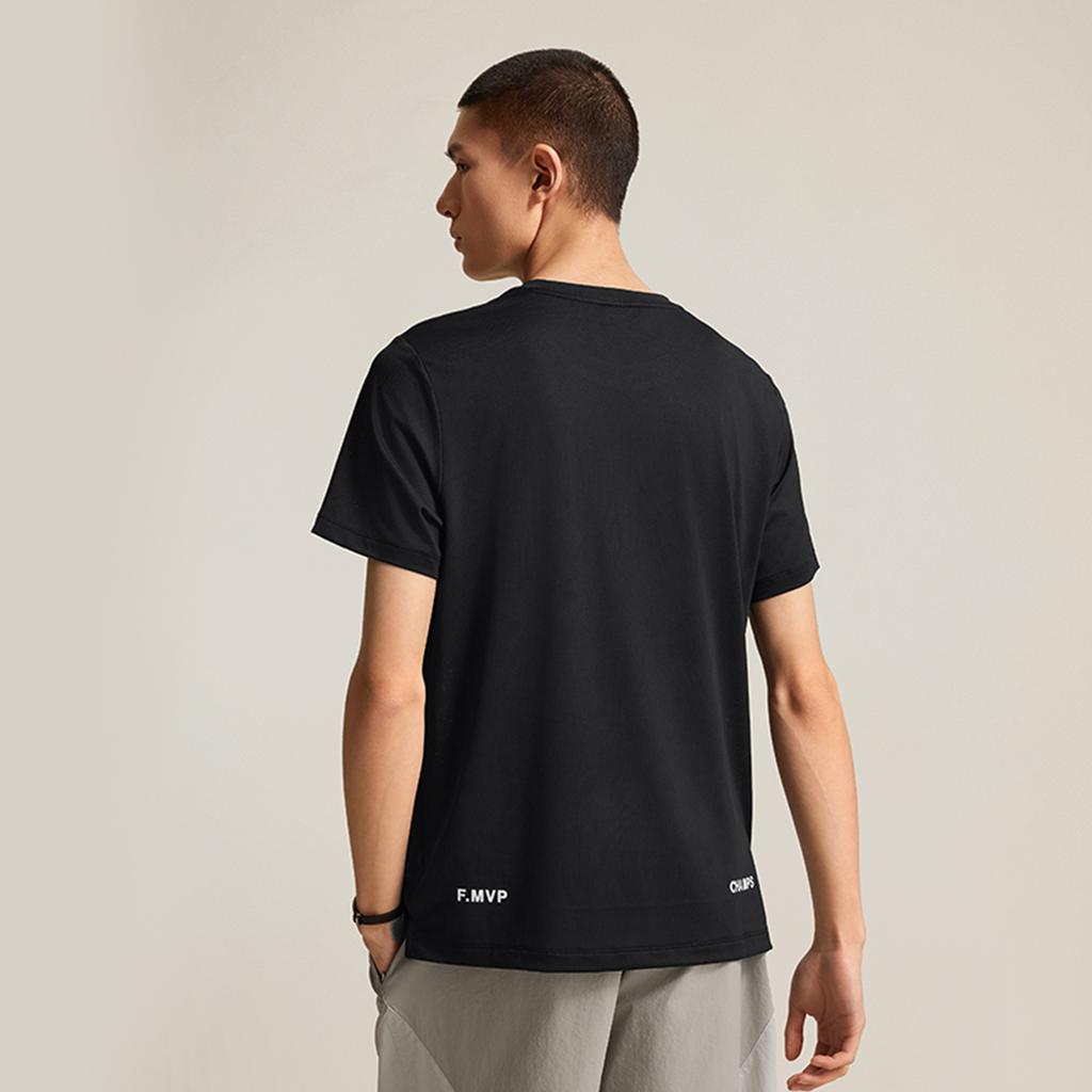 Li Ning Bequemes Einfaches Rundhals-Pullover Buchstaben-Print Vielseitiges Feuchtigkeitstransportierendes Kurzarm-T-Shirt Herren Oberteile Schwarz ATSV015-1