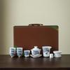 Ice Jade Mutton Fat Jade White Porcelain Tea Set with Enamel Painted Hydrangea and Sancai Gaiwan