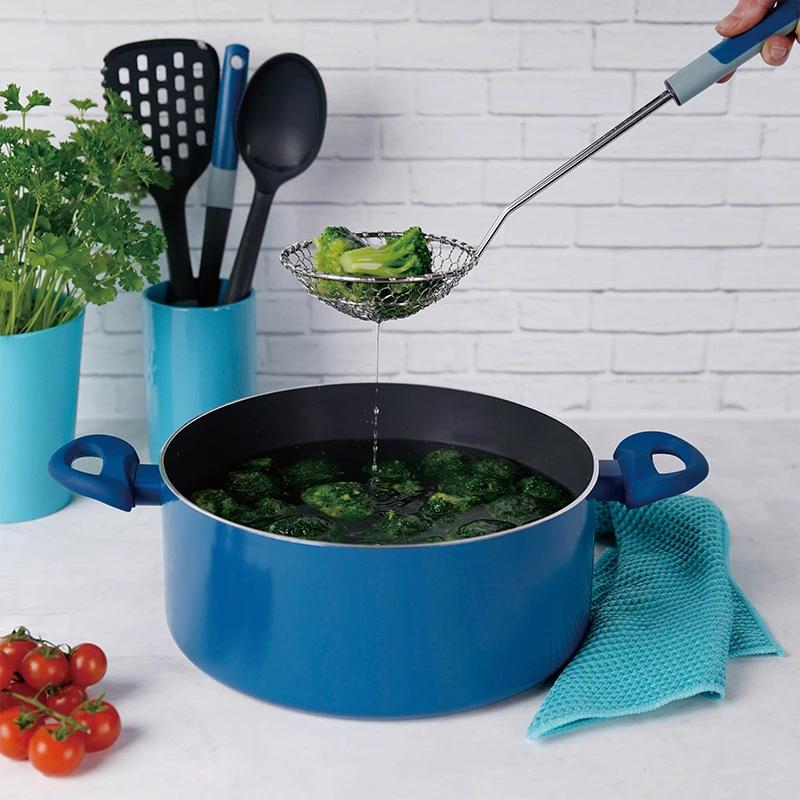 Household Noodle Dumpling Screen Small Kitchen Fried Hot Pot Fence Scoop Up Colander Strainer Leaky Spoon Filter Screen Spoon