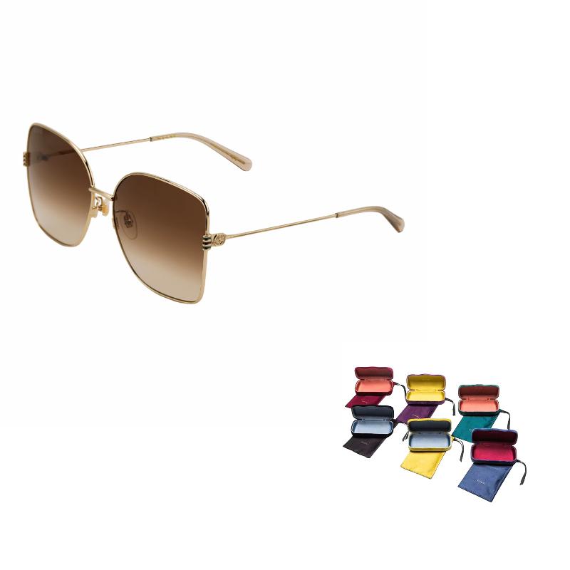 GUCCI alloy frame gold frame brown lenses alloy irregular sunglasses women's models