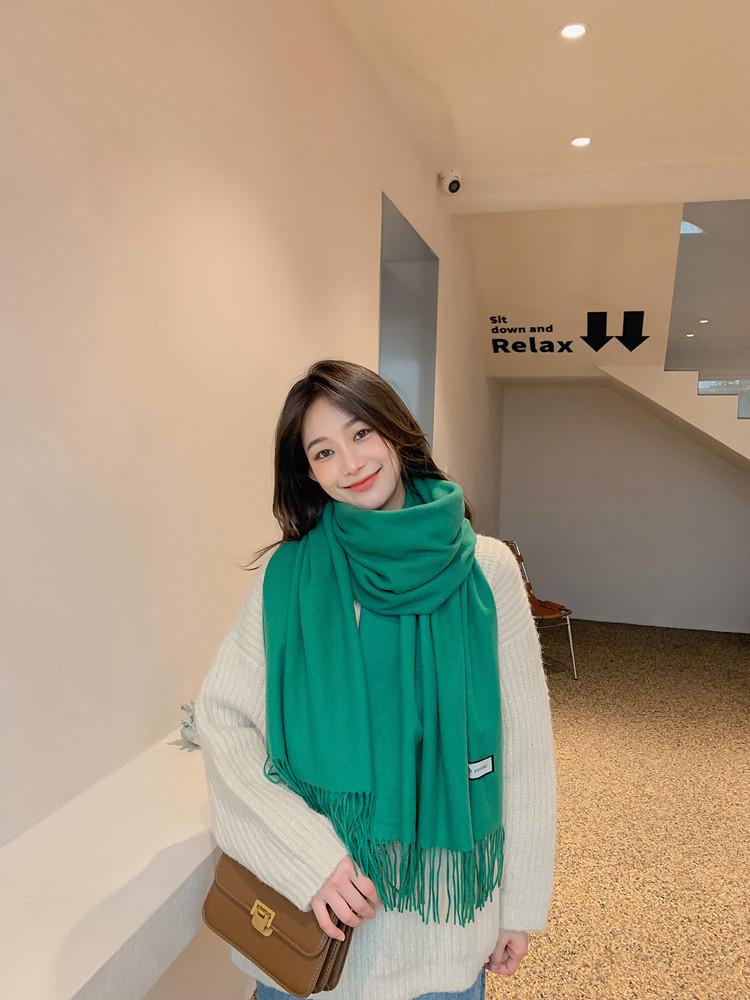 White Cashmere Scarf: Thickened, Solid Color, Versatile for Women & Men, Perfect for Autumn & Winter