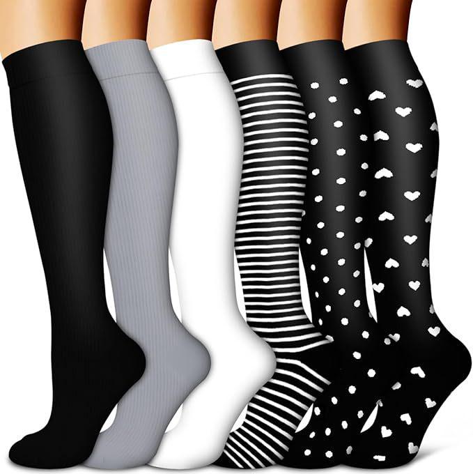 Compression Knee-high Socks Set for Running and Sports - Graduated Support, Multiple Pairs (3/4/6/8)