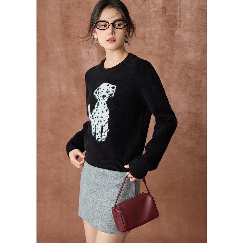 French Style Puppy Jacquard Knit Sweater