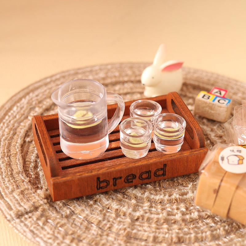 1Set 1:12 Dollhouse Miniature Kettle Lemon Water Cup Beverage Tea Set Kids Pretend Play Toy Doll House Accessories