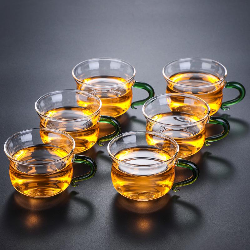 Double-Layer Heat-Resistant Glass Tea Cup with Handle for Kung Fu Tea