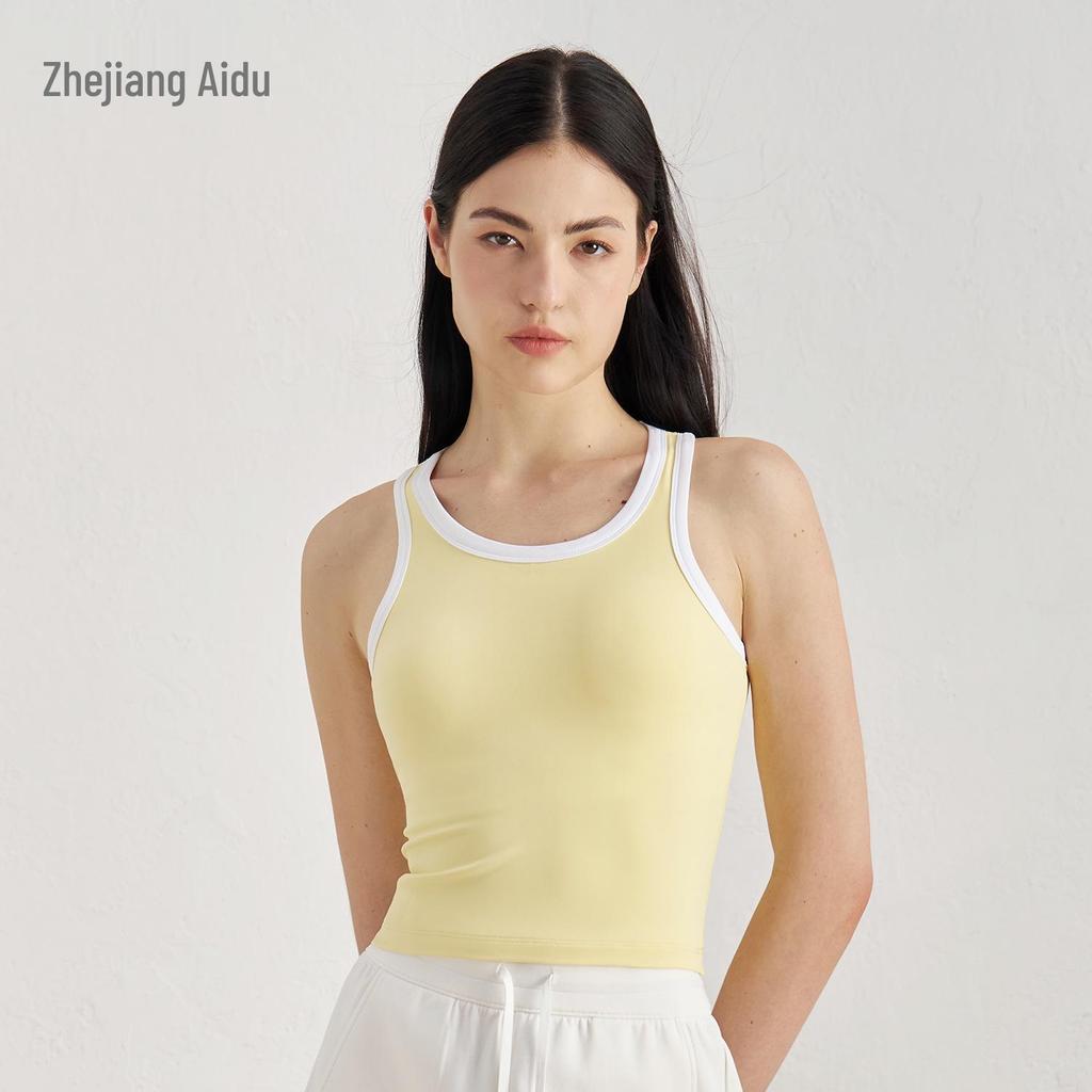 Biustonosz sportowy Nude Feeling Color Block Stitch - Damski oddychający biustonosz do jogi i pilatesu