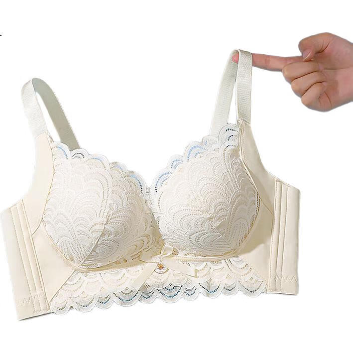 LangSha Women's Sexy Lace Bra, Push-Up for Small Breasts, Enhancing, Wireless, Side Support, Shaping And Lift-Up Brassiere