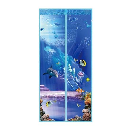

Летняя магнитная дверная ширма с океанскими животными и акулами, сетчатая занавеска от комаров и насекомых 90*210cm синий