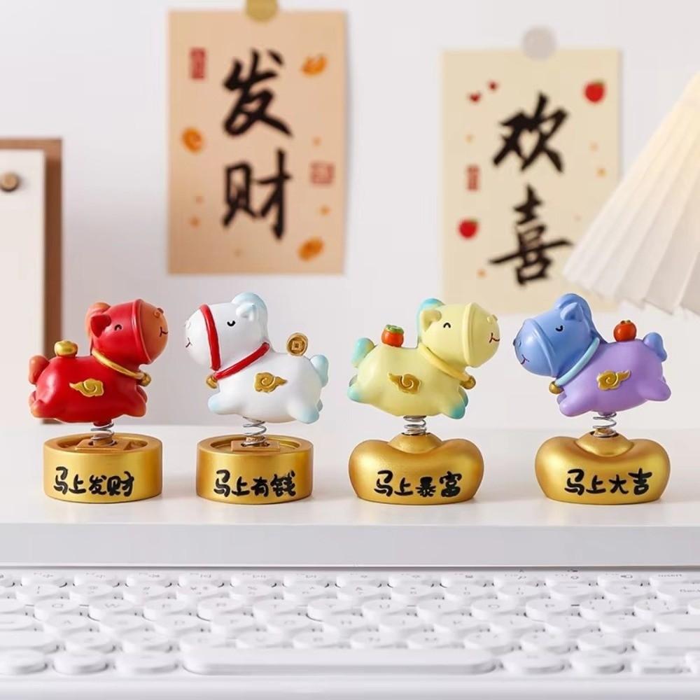 Cartoon Horse Statue Resin Horse Mascot Exquisite New Year Desktop Ornament  Gift Giving