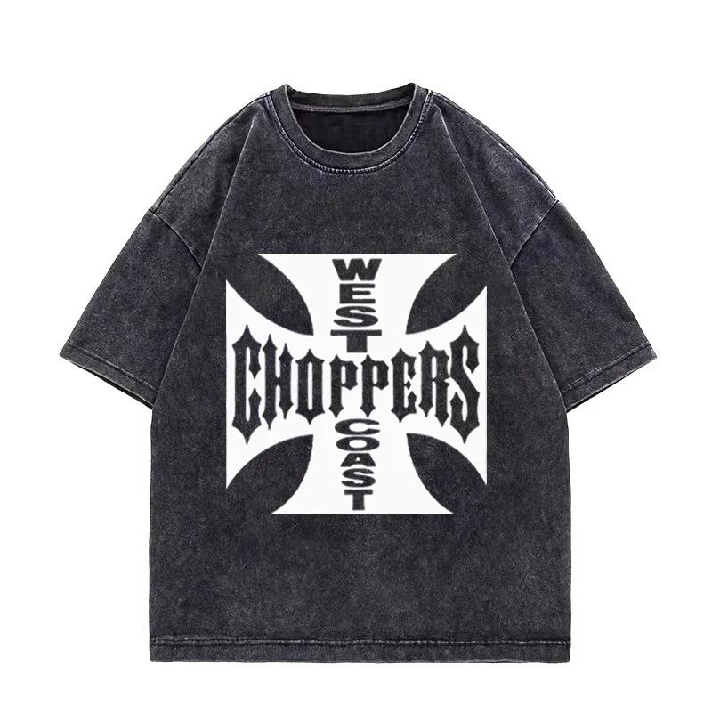 

Футболка Пол Вокер West Coast Choppers Винтажна прана Футболка Чоловіки Жінки Хіп-хоп стрітвеар Оверсайз коротка рукава Бавовняні футболки L коричневий