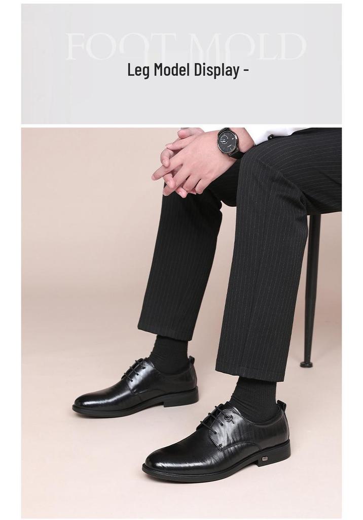 Red Dragonfly Men's Genuine Leather Business Formal Shoes - Comfortable Autumn/Winter Wedding Cowhide Shoes