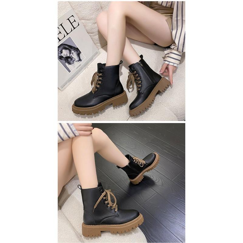 Retro krátké kozačky v britském stylu pro ženy na běžné nošení