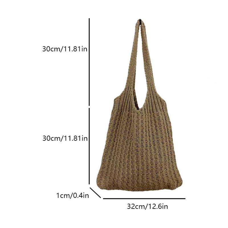 Versatile Holiday Knitting New Summer Knitted Tote Bag Women's Large-capacity Shoulder Bag Handbag Lazy Wind
