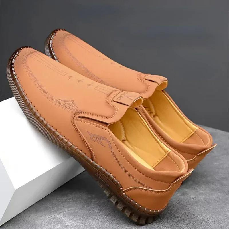 Men Casual Leather Shoes Men Fashion Leather Genuine High Quality Loafers Luxury Brand Comfortable Men Casual Driving Shoes
