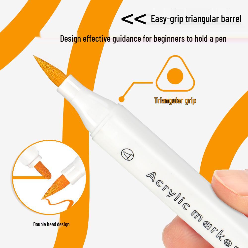Dreieckiger Doppelspitz-Marker-Stifte-Set - 60 nicht durchblutende, stapelbare Farben für Kunst von Schülern und Kindern.