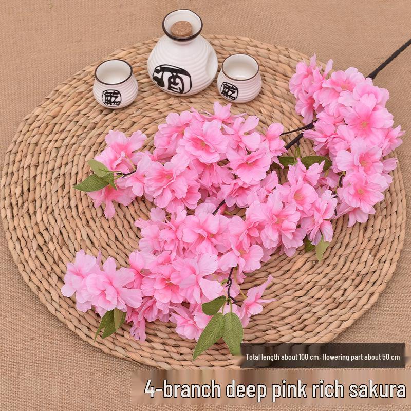 Silk Cherry Blossom Branch Artificial Vine: Floral Decoration for Weddings and Indoor Spaces